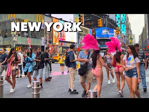 Times Square New York City 4K Walking Tour in Summer 2023 - Midtown Manhattan Walking Tour 4K