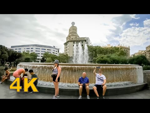 Walking around PLAZA CATALUNYA , BARCELONA 4K UHD
